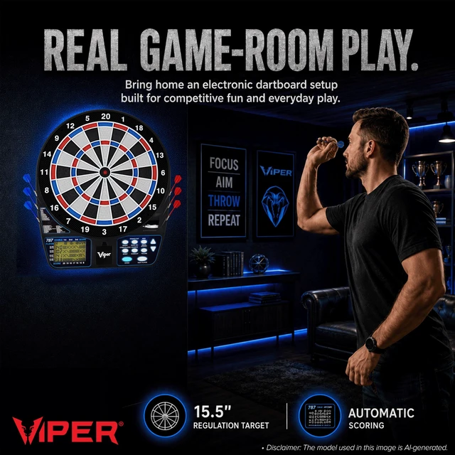 Alt view image 3 of 7 - Electronic Soft Tip Dart Board for Adults | 15.5 Inch Regulation Target Face, 43 Games, 1-16 Players, Automatic Scoring, PPD and MPR, Built-In Dart Storage