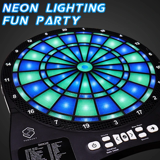 Alt view image 2 of 7 - Electronic Dart Board,13 inch Illuminated Segments Light Based Games Electric Dartboard for Adults Tested Tough Segment for Enhanced Durability Professional with Scoring (Blue)