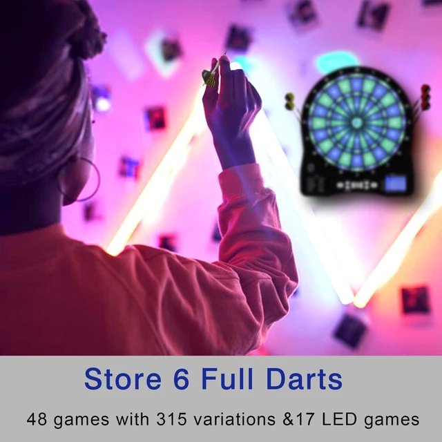 Alt view image 5 of 7 - Electronic Dart Board,13 inch Illuminated Segments Light Based Games Electric Dartboard for Adults Tested Tough Segment for Enhanced Durability Professional with Scoring (Blue)