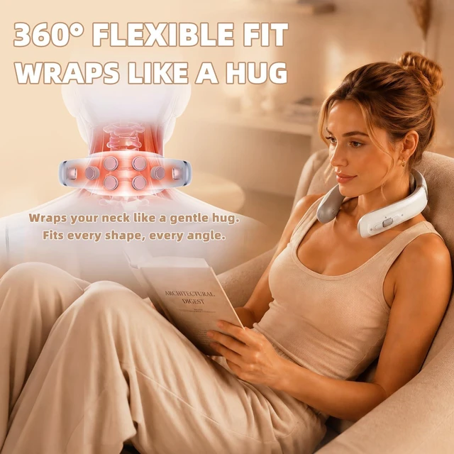 Alt view image 6 of 7 - Neck Massager with Heat, 3 Interchangeable Heads for Multi-Zone Coverage | Portable Cordless Neck Massager with Heat (100-108), 10 Modes, 16 Intensity Levels, Long Battery Life, Gift for Women & Men