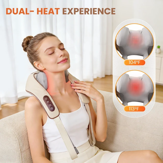 Alt view image 3 of 7 - Cordless Shiatsu Neck and Shoulder Massager with Heat, 6D Kneading Nodes for Back Massage & Deep Relaxation, Auto 10 Mins Uses, Whisper Quiet, Rechargeable for Home Office, Perfect Gifts for Men Women