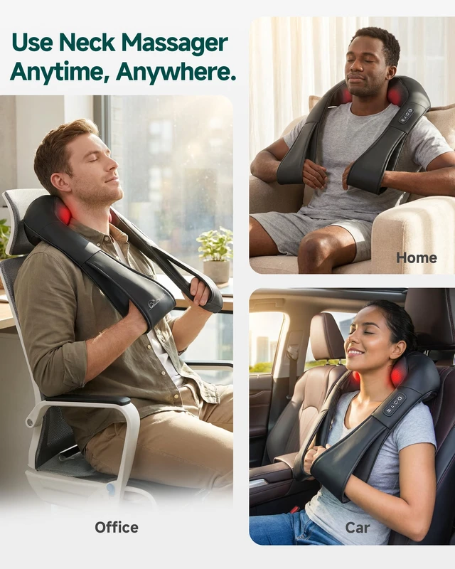 Alt view image 7 of 7 - Shiatsu Neck & Shoulder Massager with Heat, Deep Tissue Back Massager | FSA eligible item, 8 Rotating Kneading Nodes, Shoulder Cape, Soothing Heat, Thicker Premium PU Leather Gift for Her He