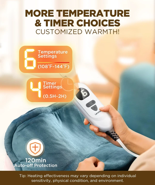 Alt view image 5 of 7 - Graphene-Infused Heating Pad 3X Deeper Muscle Relief, Weighted Instant Heating Pads for Neck and Shoulders, Heated Wrap with 6 Heat Options and 4 Auto-Off Timer, Gifts for Mom Women Christmas Birthday