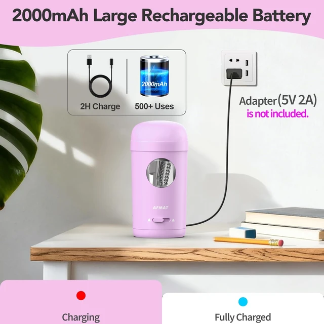 Alt view image 5 of 7 - Electric Pencil Sharpener, Fully Automatic Pencil Sharpener for 7-8mm Pencils & Colored Pencil, Auto in & Out, Rechargeable Vertical Hands-Free Sharpeners for Classroom/Home/Office PSX7(Purple)