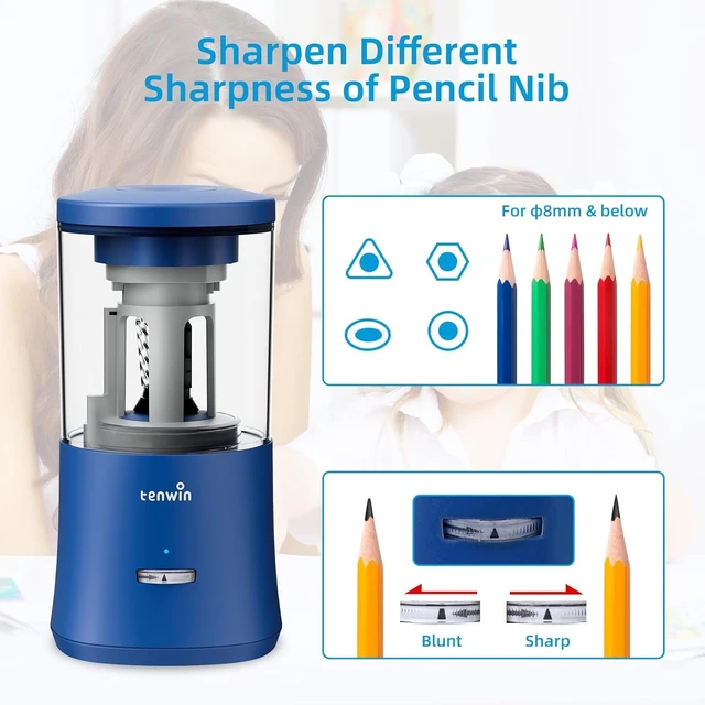 Alt view image 4 of 7 - Fully Automatic Pencil Sharpener for 6-8mm Pencils, Hands-Free | Rechargeable Electric Pencil Sharpener, Fit for Colored/No.2 Pencils, Fast Sharpening, No Uneven Tips, Also for Short Pencils