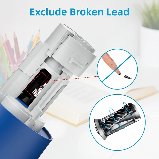 Alt view image 6 of 7 - Fully Automatic Pencil Sharpener for 6-8mm Pencils, Hands-Free | Rechargeable Electric Pencil Sharpener, Fit for Colored/No.2 Pencils, Fast Sharpening, No Uneven Tips, Also for Short Pencils