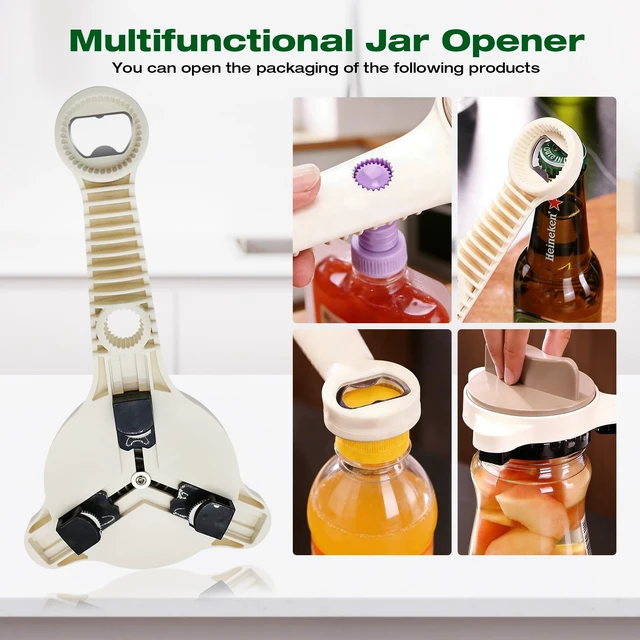 Alt view image 6 of 7 - Adjustable Jar Opener for Seniors & Weak Hands,Bottle Cap | Opener Ergonomic Manual for Small to Large Lids (1"-3.5") Multifunction Kitchen Tool for Arthritic Hands, Beer, Jars