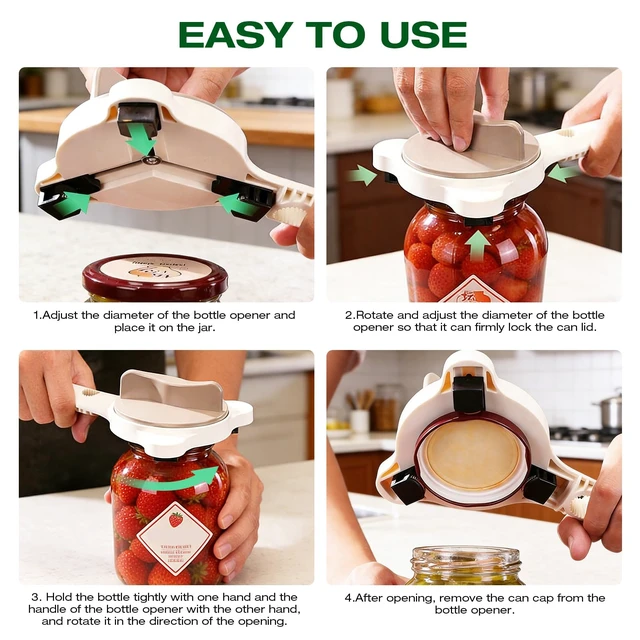 Alt view image 7 of 7 - Adjustable Jar Opener for Seniors & Weak Hands,Bottle Cap | Opener Ergonomic Manual for Small to Large Lids (1"-3.5") Multifunction Kitchen Tool for Arthritic Hands, Beer, Jars