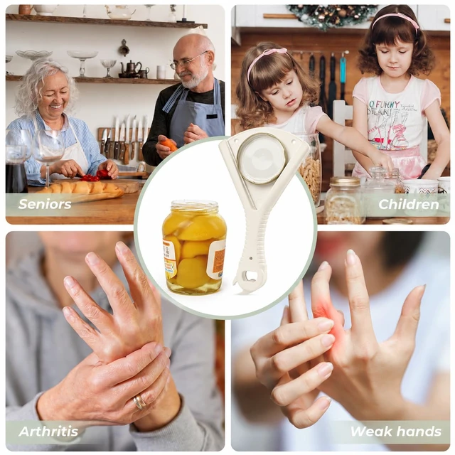 Alt view image 5 of 7 - Jar Opener for Weak Hands & Seniors with Arthritis, Bottle Opener | Effort-Saving Jar Opening for 0.55.1 Inch Large Lids, Extended Non-Slip Handle, Easy to Use, 3-in-1 Kitchen Tool