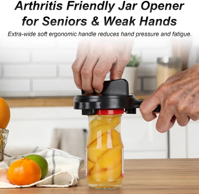 Alt view image 2 of 7 - 2026 Upgraded 4-in-1 Jar Opener for Seniors Adjustable | Stainless Steel Lid Opener with Handle, Includes Hook & storage bag , Can Opener for Arthritis and Weak Hands