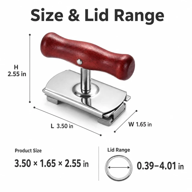 Alt view image 2 of 6 - 2 Pack Jar Opener for Seniors, Weak Hands and Bottle Caps | Adjustable stainless steel jar lid opener fits 0.39 to 4.01 in lids; 2 pack with wood handles for home kitchen use