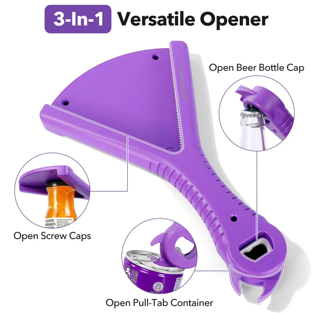 Alt view image 4 of 7 - Jar Bottle Opener for Weak Hands, 3-In-1 for Twist-on Lid, Beer Cap and Pull-Tab Can, Easy Grip 0.6-5.5 Inch Cap No Slipping, Kitchen Gadget, Mason Sauce Mom Baby Food, Seniors Mother Father Gifts