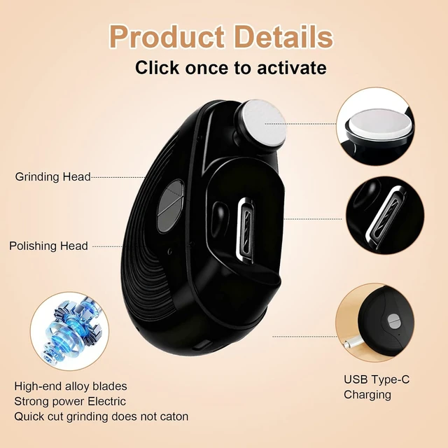 Alt view image 5 of 7 - Electric Smart Nail Clippers for Adults Seniors, 3 Speeds Strong Power Automatic Nails Clippers, Electric Nail Clippers with Light and Clip Storage, for Limited Mobility People (Black)