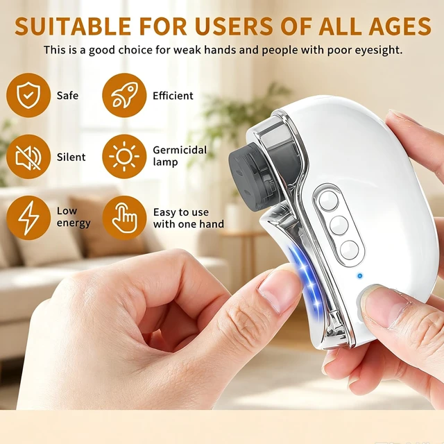 Alt view image 2 of 7 - Electric Nail Clipper, 4 in 1 Electric Nail Trimmer with Light and Nail Scraps Storage, 3 Adjustable Speeds, for Seniors, Women, Men (Black)