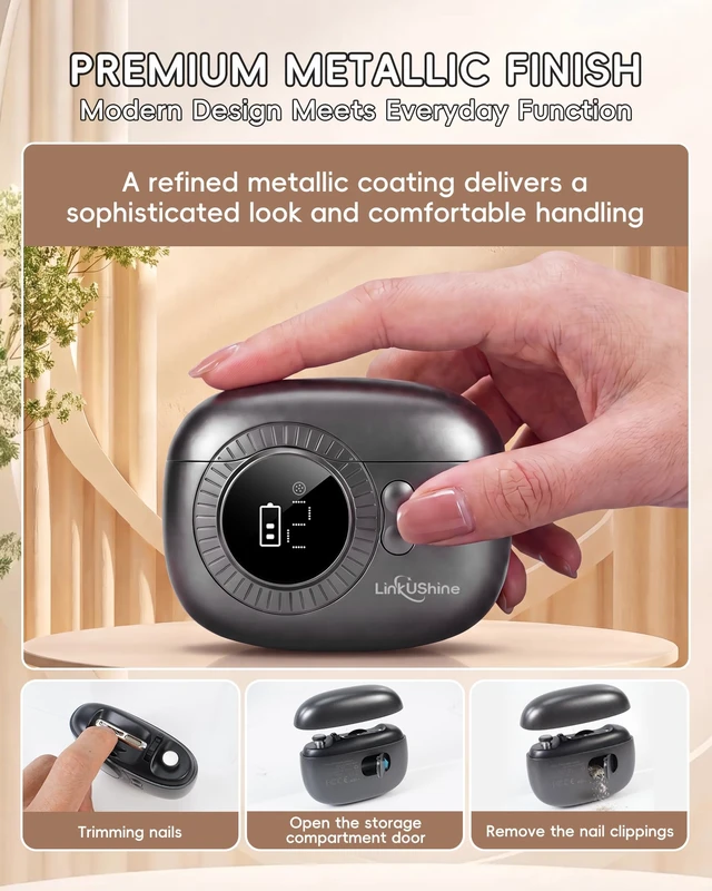 Alt view image 6 of 7 - Electric Nail Clipper, 3-in-1 Nail Trimmer with LED & Magnifier (Black) | Electric nail care for adults & seniors with trimming, shaping and polishing, plus LED light, magnifier and Type-C charging.