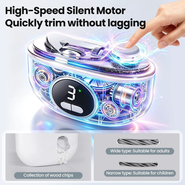 Alt view image 5 of 6 - 2026 Upgraded Electric Nail Clippers for Fingernails & Toenails, Safe for Seniors, Adults, Kids & Baby, Gifts for Women Men Mom Baby Adult Senior (White)