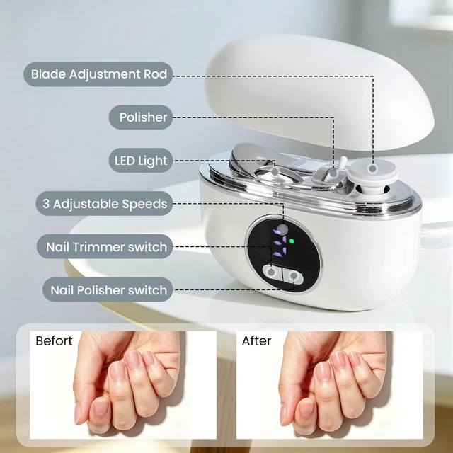 Alt view image 2 of 6 - 2026 Upgraded Electric Nail Clippers for Fingernails & Toenails, Safe for Seniors, Adults, Kids & Baby, Gifts for Women Men Mom Baby Adult Senior (White)