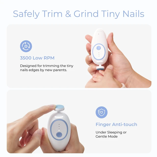 Alt view image 3 of 7 - Baby Nail File Electric, Gentle Night Light Baby Nail Trimmer | Lowest 3500 RPM Safe Baby Nail File,7 Grinding Pads Replacement, Suitable for Whole Family,Newborn Essentials Must-haves,Blue