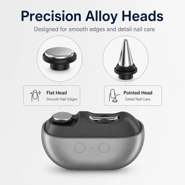 Alt view image 5 of 7 - Electric Nail Clipper, 3-in-1 Automatic Trimmer for Seniors, Gray | Quietly trims, grinds and polishes nails with LED light, dust storage and USB-C charging for use at home or while traveling.