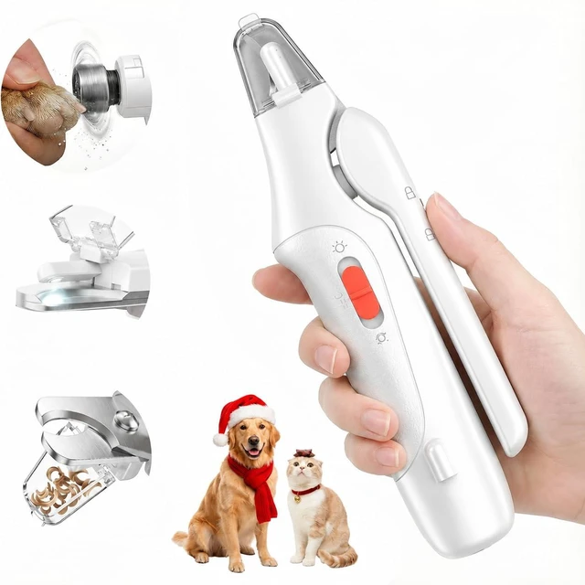 Main image of 2-in-1 Dog & Cat Nail Clippers and Grinder with Catcher & 2 LED Lights | Stainless Steel Blade, Safety Guard, Type-C Rechargeable Low-Noise Grinder for Small, Medium & Large Pets