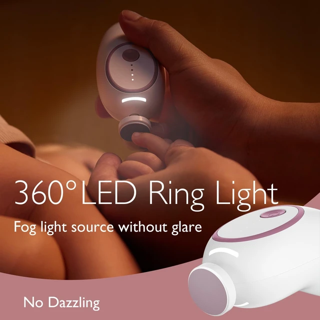 Alt view image 2 of 7 - Baby Nail File Electric, Gentle Baby Nail Trimmer with Night Light | 3500 Lowest RPM Safe Nail Trimmer, 7 Grinding Pads Replacement, Suitable for Whole Family, Newborn Essentials Must-haves,Pink