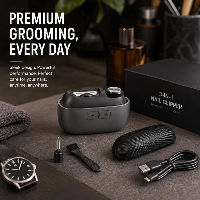 Alt view image 7 of 7 - 3 in 1 Electric Fingernail Clipper, Grinder & Polisher for Men, LED