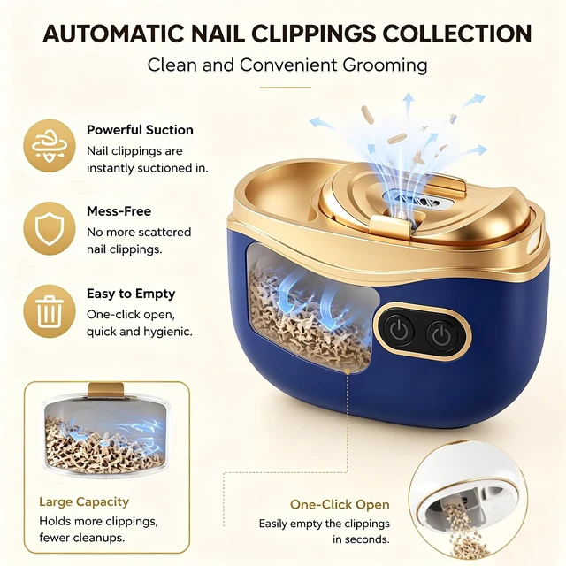 Alt view image 3 of 7 - Madrid Wind Nail Clippers, 2 in 1 Safe Electric Nail Clipper & Polisher for Seniors Adults, Smart Trimmer with LED Light and Nail Storage Box, Blue