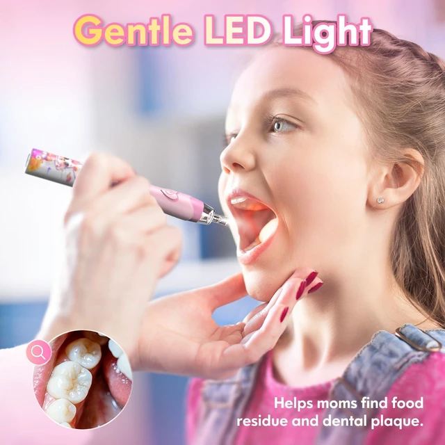 Alt view image 3 of 6 - Kids Electric Toothbrush Toddler Toothbrush Age 2-4-8-12 Girls Electric Toothbrush with Timer Rainbow LED Light Up Vibrating Toothbrush Battery Operated Childrens Sonic Tooth Brush (Rabbit Pink)