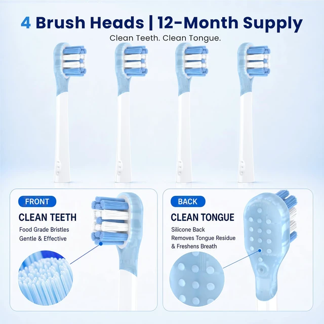 Alt view image 6 of 7 - Sonic Electric Toothbrush for Adults, 42,000 VPM, 4 Modes | 4 Brush Heads, Smart Timer, Rechargeable, IPX7 Waterproof, Type-C Charging, Long Battery Life for Home, Travel & School