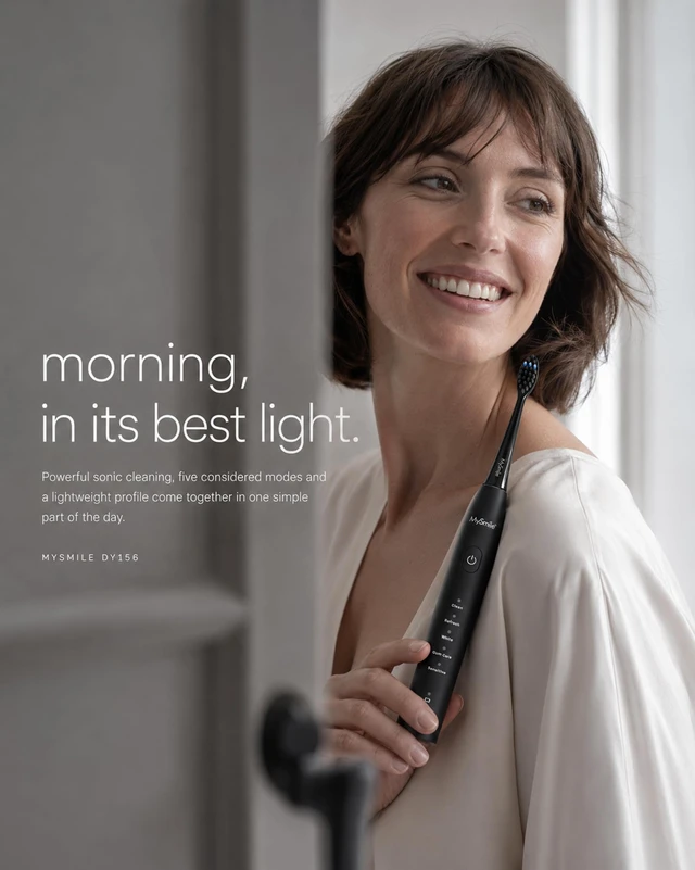 Alt view image 2 of 7 - DY156 Rechargeable Electric Toothbrush, 3 Brush Heads, Black | 45,000 VPM Deep Daily Clean; 5 Brush Settings; 2-Minute Guided Timer; 60-Day Battery; Lightweight & Travel-Ready; IPX7