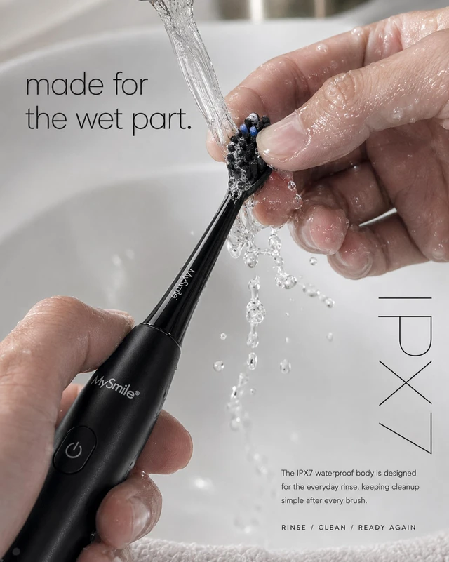 Alt view image 4 of 7 - DY156 Rechargeable Electric Toothbrush, 3 Brush Heads, Black | 45,000 VPM Deep Daily Clean; 5 Brush Settings; 2-Minute Guided Timer; 60-Day Battery; Lightweight & Travel-Ready; IPX7