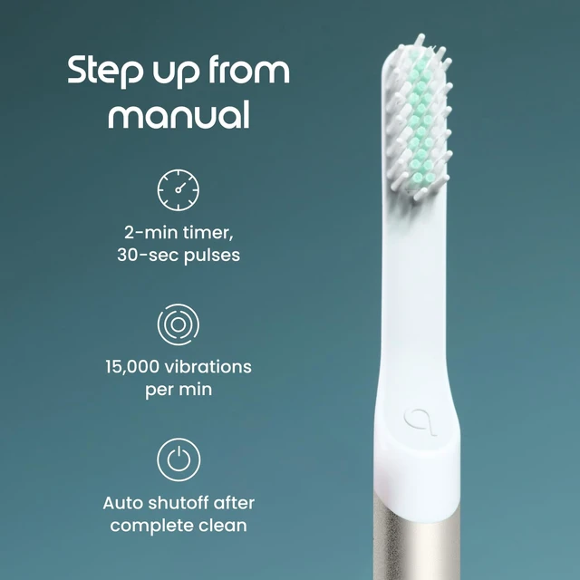 Alt view image 3 of 6 - Sonic Electric Toothbrush, Extra Brush Head, Metal Handle, Moonlight | Includes 2 Brush Heads and Travel Cover Mount, AAA Battery, 3 Month Battery Life, 2 Minute Timed Brushing, Travel Ready