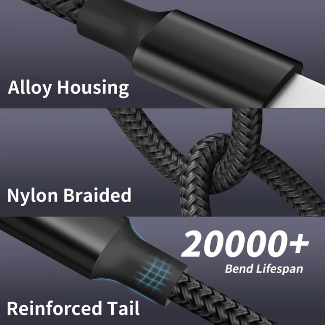 Alt view image 12 of 14 - Travel 4 in 2 Charging Cable with Dual Type-C Port USBA/C Multi Charging Cable for Multiple Devices Tinned Copper Charger Cord for iPhone17-8 Android Tablet Pad Christmas Gift (2Packs 5FT)