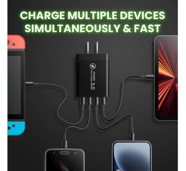 Alt view image 11 of 14 - Ulti Charger 4 Ports with Quick Charger Boltz Pro Lightning Fast Charger Fast Charging Block for Smart Phones Tablets Devices with Multiple Ports | Wall Charge for Travel & Home