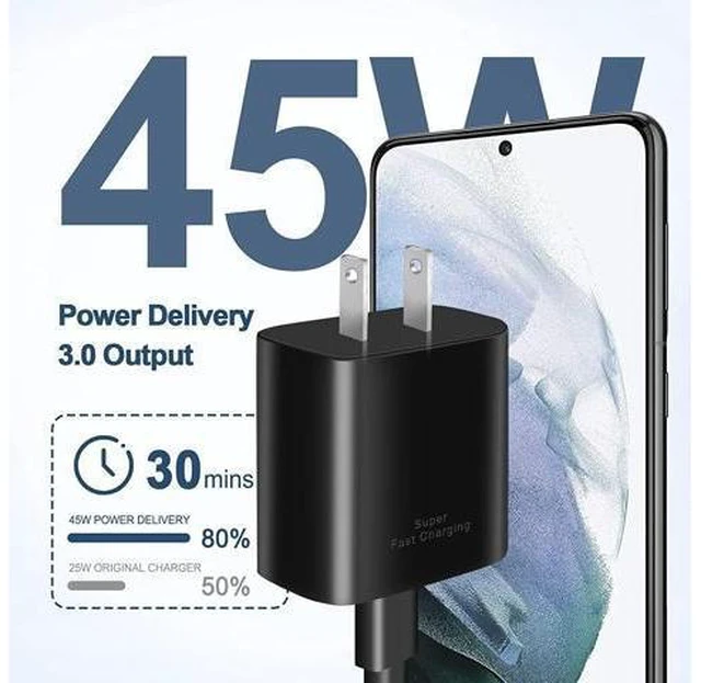 Alt view image 9 of 14 - 45W USB C Charger,2-Pack Samsung Super Fast Charging Wall Charger for Samsung Galaxy S22 Ultra/S22/S22 Plus/S23 Ultra/S23/S23 Plus/S21/Note 10/10 Plus,Galaxy Tab S8/S8+/S8 Ultra with 5ft Type C Cord