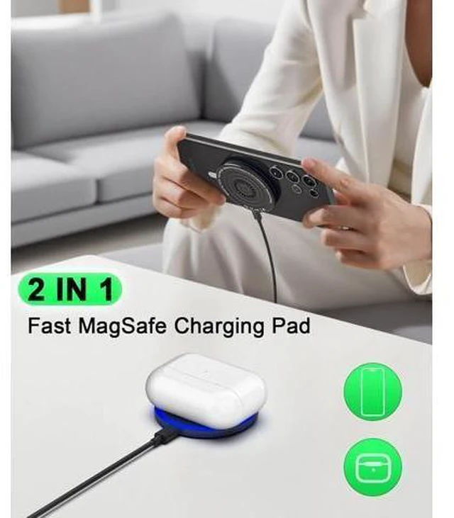 Alt view image 13 of 14 - Wireless Charger 2Pack 6FT 15W Magnetic Wireless Charger Fast Charging Pad for Galaxy S25 Ultra/S24 FE/S23 Ultra/S22/S21/Z Google Pixel 9 8a 7a 8 7 Pro | Strong Magnet Technology