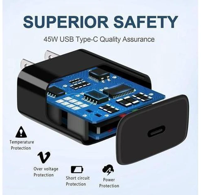 Alt view image 11 of 14 - 45W USB C Charger,2-Pack Samsung Super Fast Charging Wall Charger for Samsung Galaxy S22 Ultra/S22/S22 Plus/S23 Ultra/S23/S23 Plus/S21/Note 10/10 Plus,Galaxy Tab S8/S8+/S8 Ultra with 5ft Type C Cord