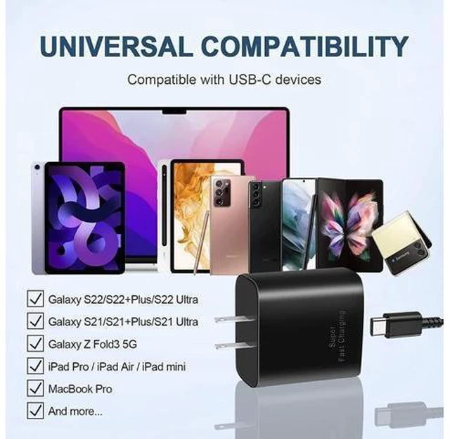 Alt view image 13 of 14 - 45W USB C Charger,2-Pack Samsung Super Fast Charging Wall Charger for Samsung Galaxy S22 Ultra/S22/S22 Plus/S23 Ultra/S23/S23 Plus/S21/Note 10/10 Plus,Galaxy Tab S8/S8+/S8 Ultra with 5ft Type C Cord