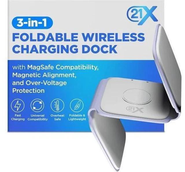 Alt view image 8 of 14 - 3-in-1 Foldable Magnetic Wireless Fast Charger Travel Charging Pad Compatible with iPhone 1216 Series Galaxy Series Watch AirPods & Other Qi-Enabled Devices