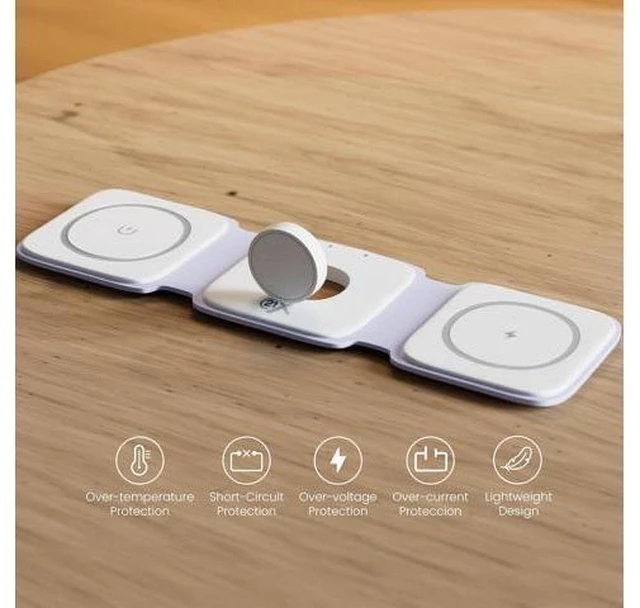 Alt view image 9 of 14 - 3-in-1 Foldable Magnetic Wireless Fast Charger Travel Charging Pad Compatible with iPhone 1216 Series Galaxy Series Watch AirPods & Other Qi-Enabled Devices