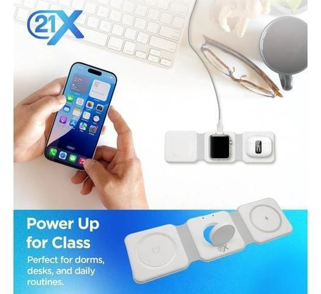 Alt view image 11 of 14 - 3-in-1 Foldable Magnetic Wireless Fast Charger Travel Charging Pad Compatible with iPhone 1216 Series Galaxy Series Watch AirPods & Other Qi-Enabled Devices