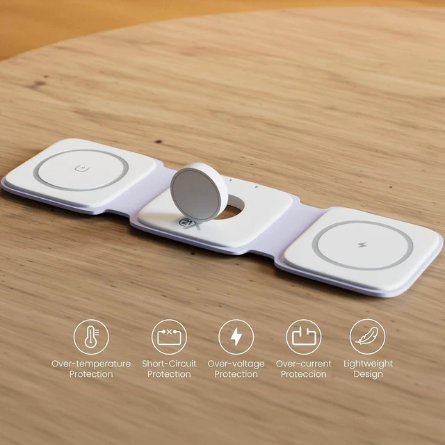 Alt view image 9 of 14 - 3-in-1 Foldable Magnetic Wireless Fast Charger Travel Charging Pad Compatible with iPhone 1216 Series Galaxy Series Watch AirPods & Other Qi-Enabled Devices