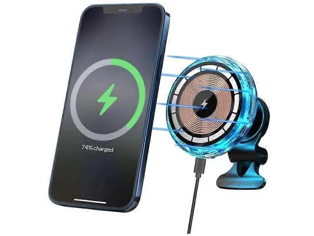 Alt view image 11 of 12 - Ecocleanpath Upgraded Wireless Magnetic Car Charger for iPhone 15/14/13/12 Series, Auto-Alignment & 10W Fast Charging (Black)