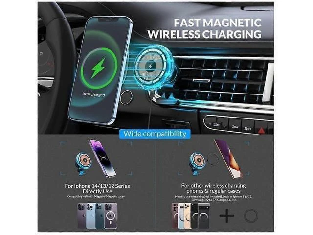 Alt view image 12 of 12 - Ecocleanpath Upgraded Wireless Magnetic Car Charger for iPhone 15/14/13/12 Series, Auto-Alignment & 10W Fast Charging (Black)