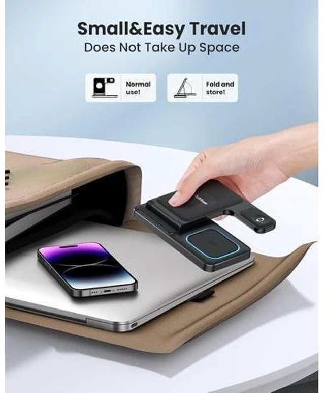 Alt view image 12 of 14 - 3 in 1 Wireless Charger for iphone 16 15 14 13 12 11 XR 8 Charging Station for Watch 10/9/Ultra/8/7/SE/6/5/4 & AirPods Series Wireless Charging Station for Multiple Devices