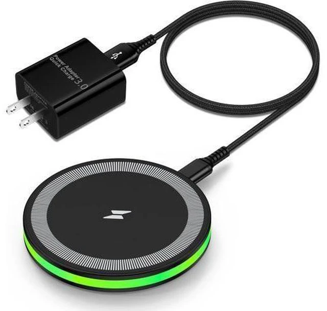 Alt view image 8 of 14 - Wireless Fast Charger Android Phone Charging Pad Wireless Charging Station for Galaxy S25 Ultra S25 Plus S24 S23 S22 S21 S20 S10 iPhone 17 Pro Max Plus 16 15 with QC 3.0 Power Adapter