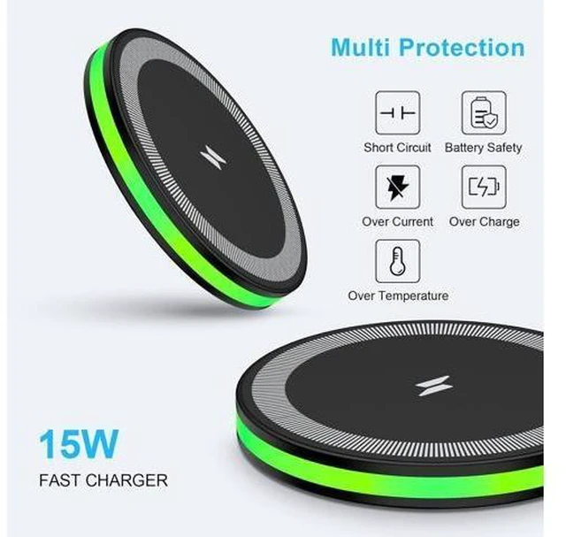 Alt view image 10 of 14 - Wireless Fast Charger Android Phone Charging Pad Wireless Charging Station for Galaxy S25 Ultra S25 Plus S24 S23 S22 S21 S20 S10 iPhone 17 Pro Max Plus 16 15 with QC 3.0 Power Adapter