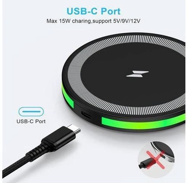 Alt view image 11 of 14 - Wireless Fast Charger Android Phone Charging Pad Wireless Charging Station for Galaxy S25 Ultra S25 Plus S24 S23 S22 S21 S20 S10 iPhone 17 Pro Max Plus 16 15 with QC 3.0 Power Adapter