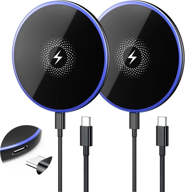 Alt view image 8 of 14 - Wireless Charger 2Pack 6FT 15W Magnetic Wireless Charger Fast Charging Pad for Galaxy S25 Ultra/S24 FE/S23 Ultra/S22/S21/Z Google Pixel 9 8a 7a 8 7 Pro | Strong Magnet Technology