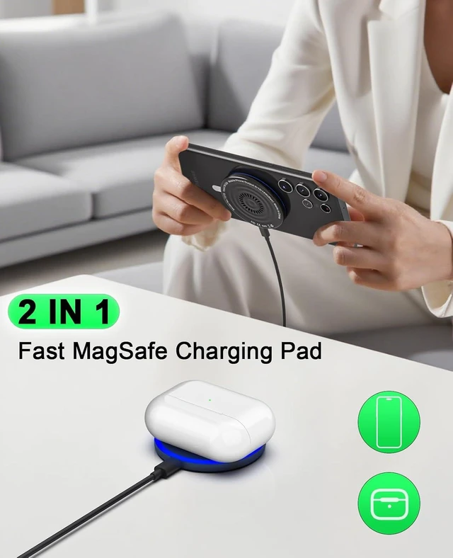 Alt view image 13 of 14 - Wireless Charger 2Pack 6FT 15W Magnetic Wireless Charger Fast Charging Pad for Galaxy S25 Ultra/S24 FE/S23 Ultra/S22/S21/Z Google Pixel 9 8a 7a 8 7 Pro | Strong Magnet Technology